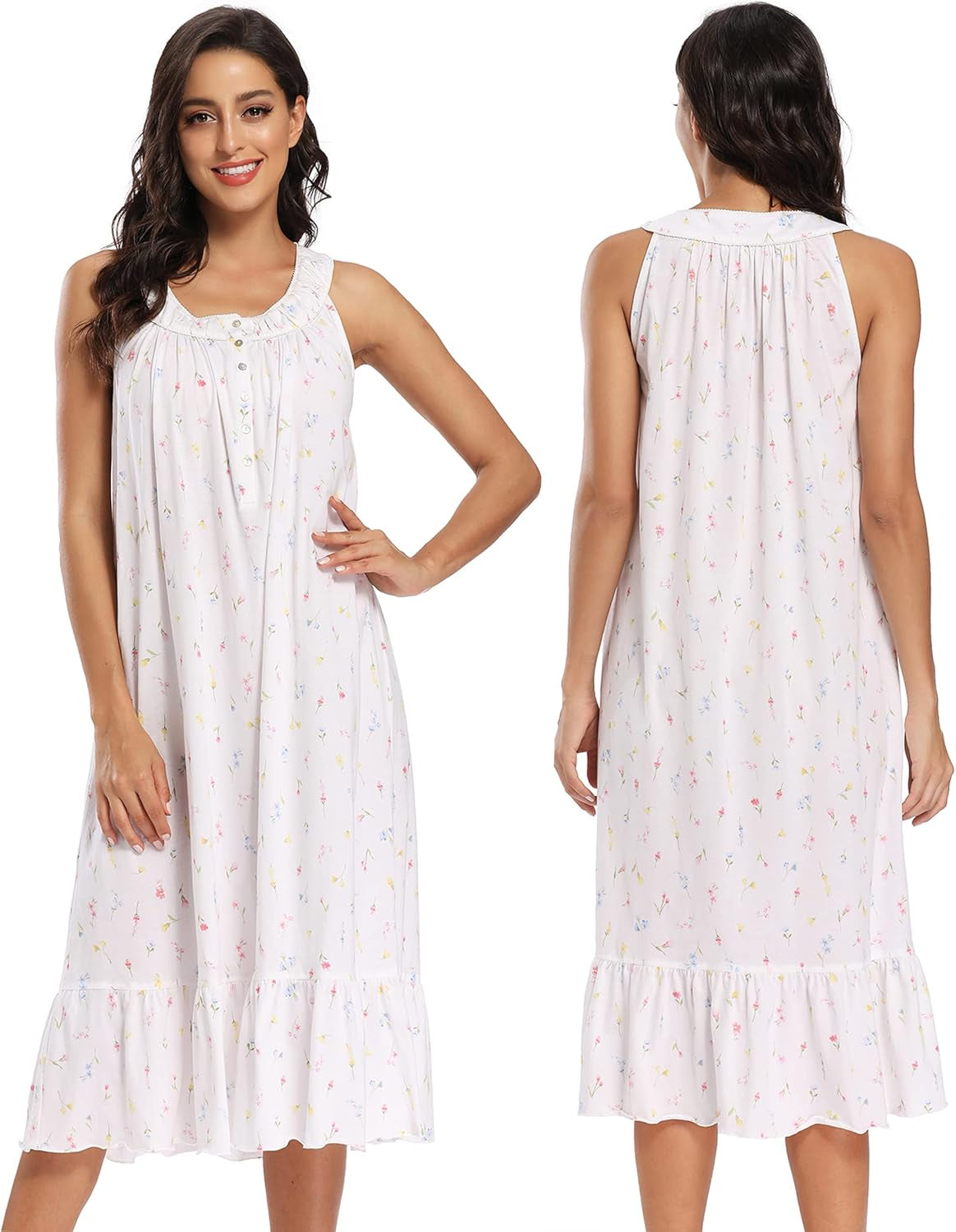 100% Cotton Nightgowns for Women Soft Ladies Gowns Sleepwear Long Sleeveless Nightgown